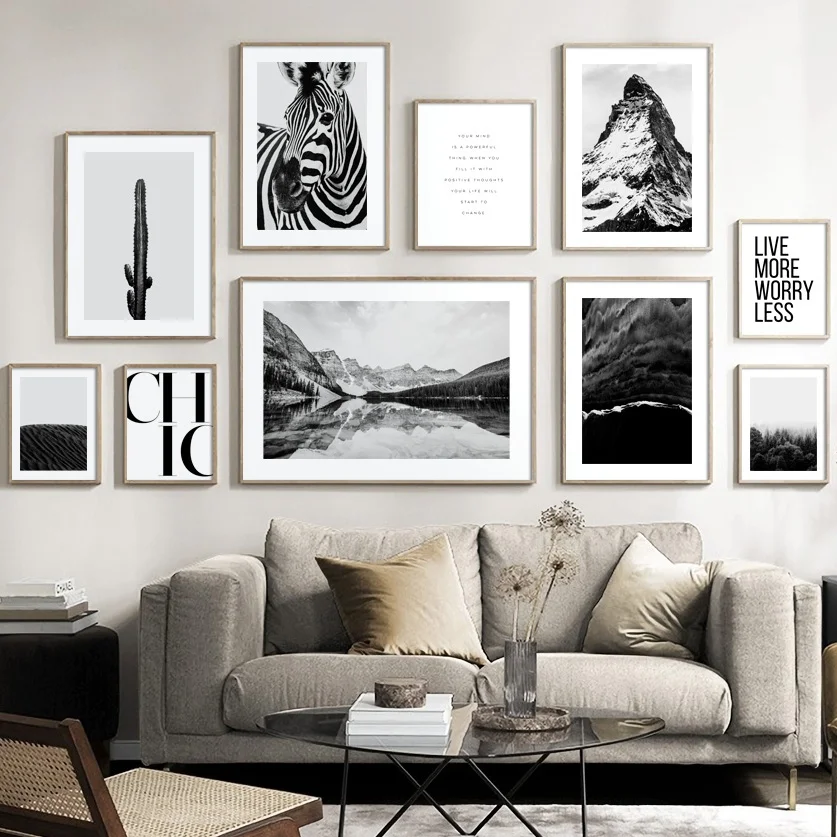 

Mountain Sea Fog Forest Lake Cactus Desert Nordic Posters And Print Wall Art Canvas Painting Wall Pictures For Living Room Decor