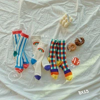 cotton elasticity sweat childrens short socks luxury candy color rainbow striped sporty meias casual retro harajuku socks