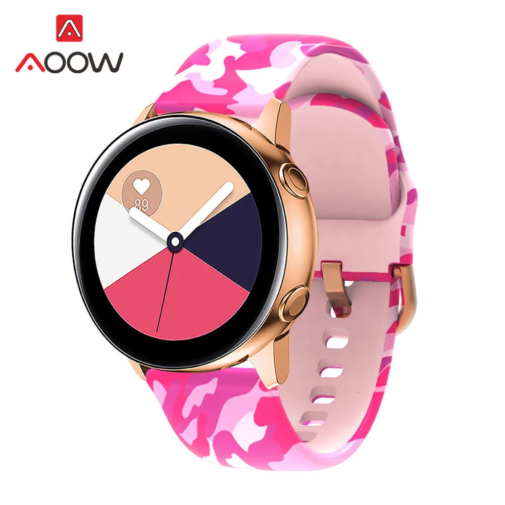 20 мм силиконовый ремешок для часов с принтом для samsung Galaxy Watch Active 42 мм gear Sport S2 Garmin Amazfit браслет ремешок Correa