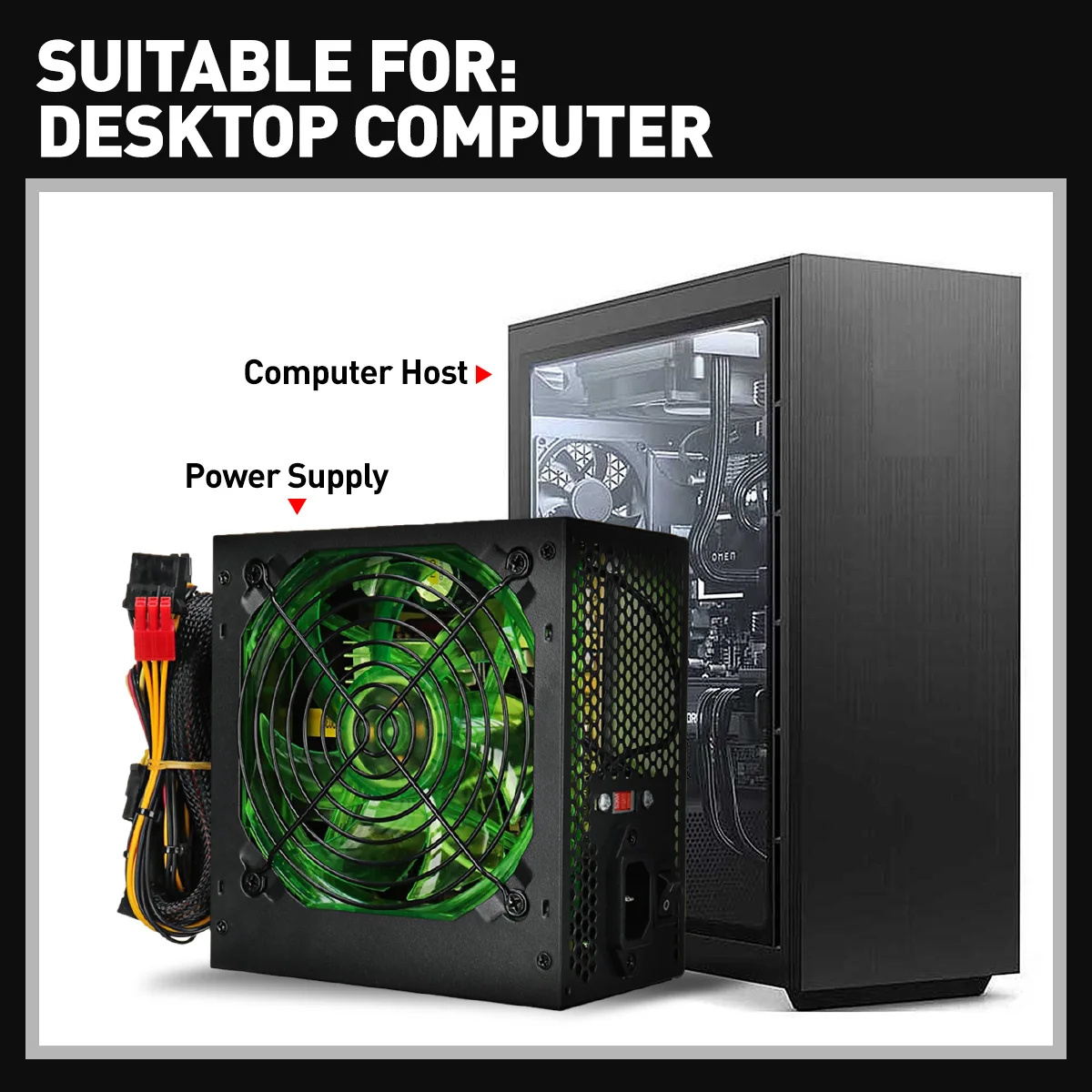 Блок питания PCI SATA ATX 500 Вт светодиодный мм 24 контакта