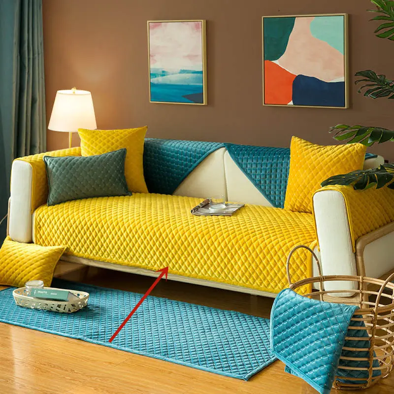 yellow 1pcs Мягкий Бархатный Чехол для дивана, однотонный чехол для дивана, для гостиной, Декор для дома, секционный угловой диван, полотенце, чехол для дивана, один предмет - Цвет: yellow 1pcs