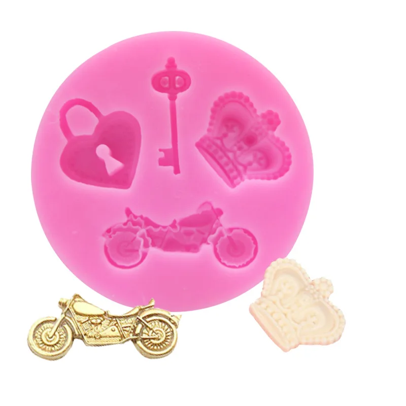 

Fondant Cake Silicone Mould Crown Key Motorcycle Cake Chocolate Decorating Tool silicone mold mold