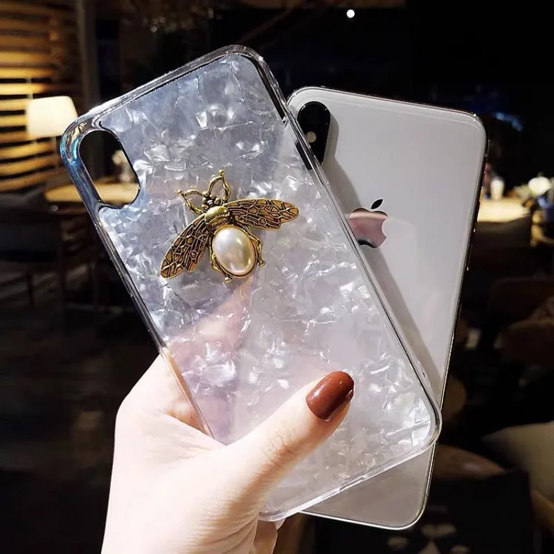 3D металлический чехол в виде пчелы текстурный силиконовый мягкий для телефона