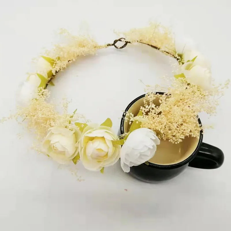 Искусственный настоящий цветочный венок роза для женщин и девочек Цветочная