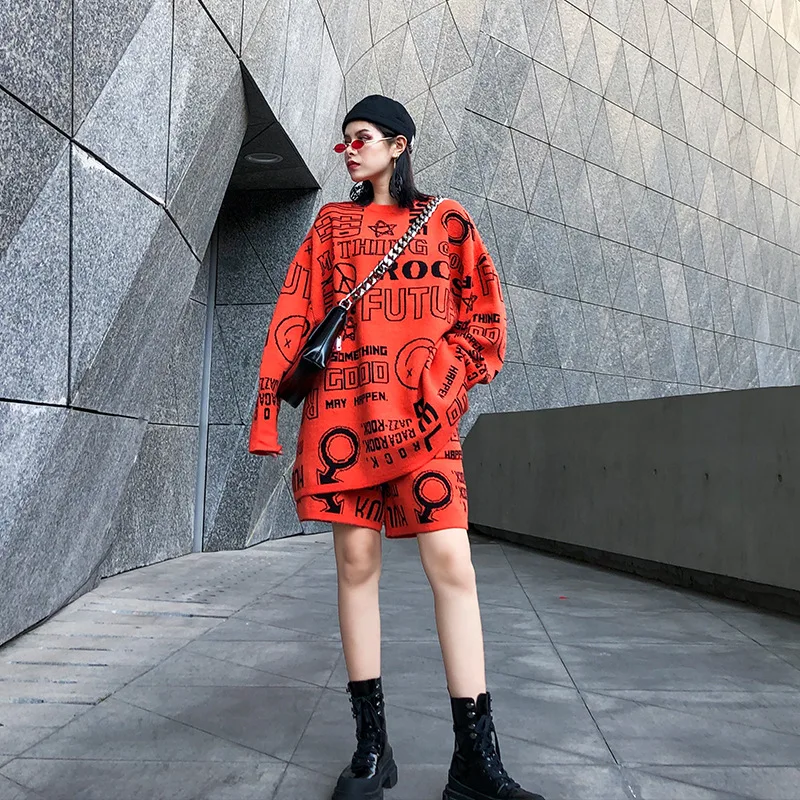 Цин MO оранжевого и черного цвета женские туфли из двух частей комплект 2021 весна