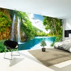 3D настенная бумага на заказ, домашний декор, водопад, природный пейзаж, Зеленая гора, для гостиной, спальни