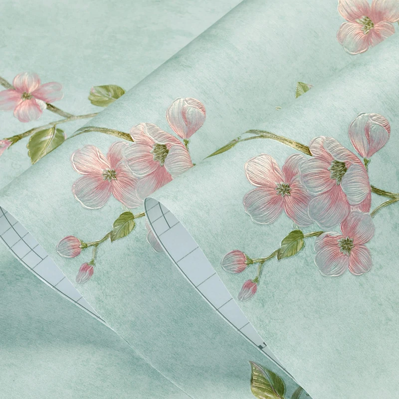 

3d Beautiful Vine Flower Embossed Wallpaper Sticker Peel and Stick Plum Floral Bedroom Wallpapers Living Room Home Decor W238