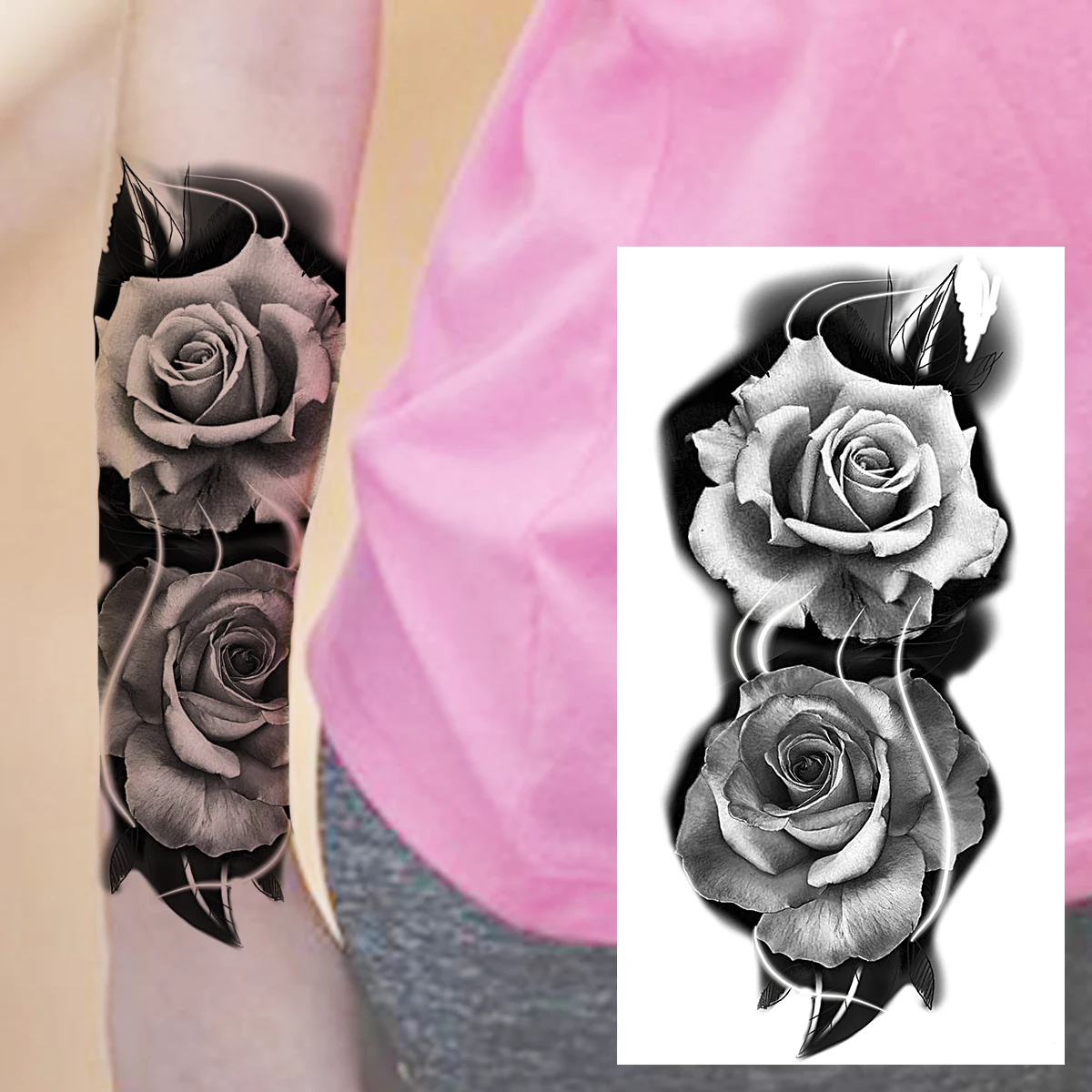 Временные татуировки с черным волком для мужчин женщин и реалистичные тигр Лев