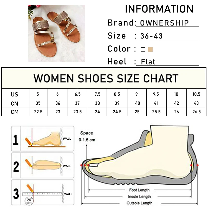 

Women Glitter Crystal Slippers Ladies Bling Rhinestone Flats Women's Outdoor Casual Shoes Female Summer Beach Slides Plus Size