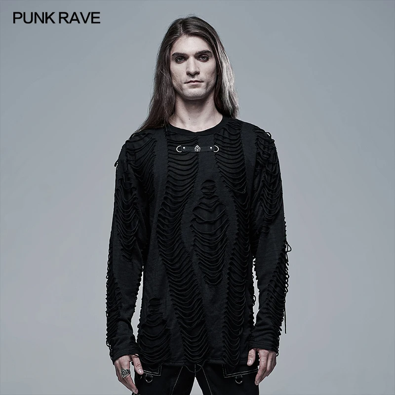 Мужская модная повседневная футболка Punk Rave Visual Kei Goth Broken WT689 | одежда