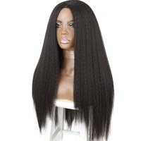 merisi hair synthetic kinky straight long wig hair wigs yaki wig for african american women middle part yaki straight wig 30inch