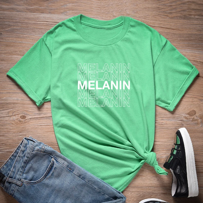 IrishGreen-White ONSEME Melanin футболка с капельками футболки для женщин черная волшебная футболка для девочек женская уличная Эстетическая футболка Топы Прямая - Цвет: IrishGreen-White