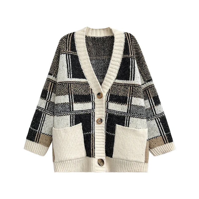 

2020 Women's Short Cardigans Coat New Korean Version Loose Fragrant Knitted Cardigan Sweaters Pullover Outwears Female Patchwork