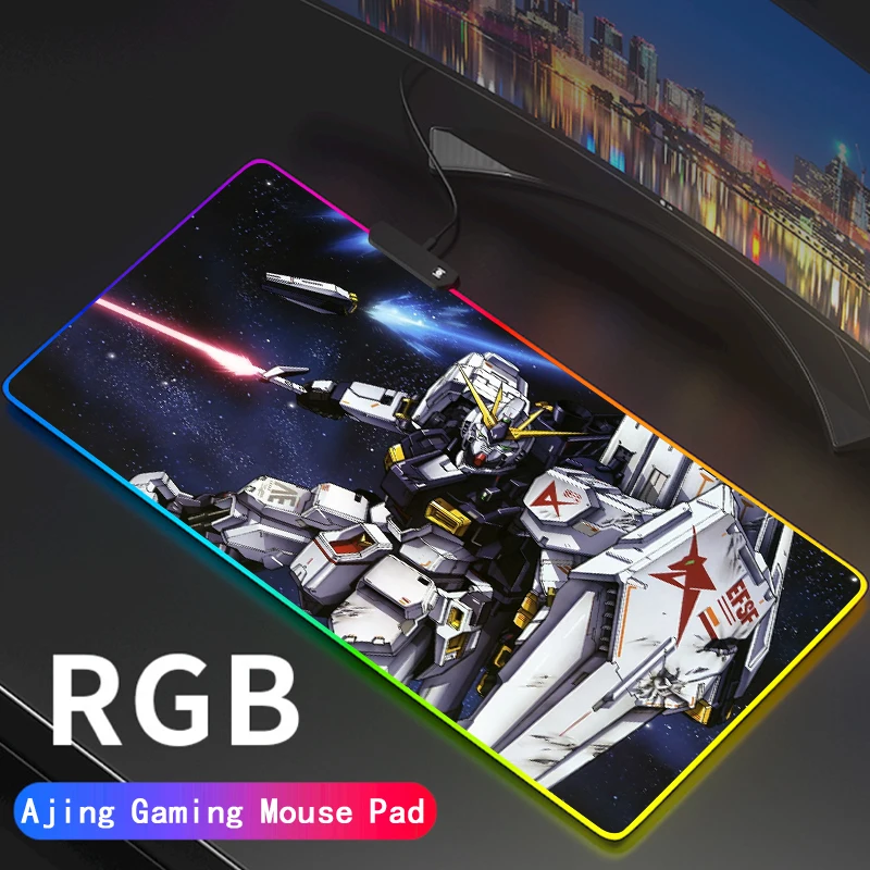 

Anime Gundam Large Computer Keyboard Mat Rgb Oversized Robot Led Glowing Mouse Pad Gaming Luminous Mousepad USB for PC Game
