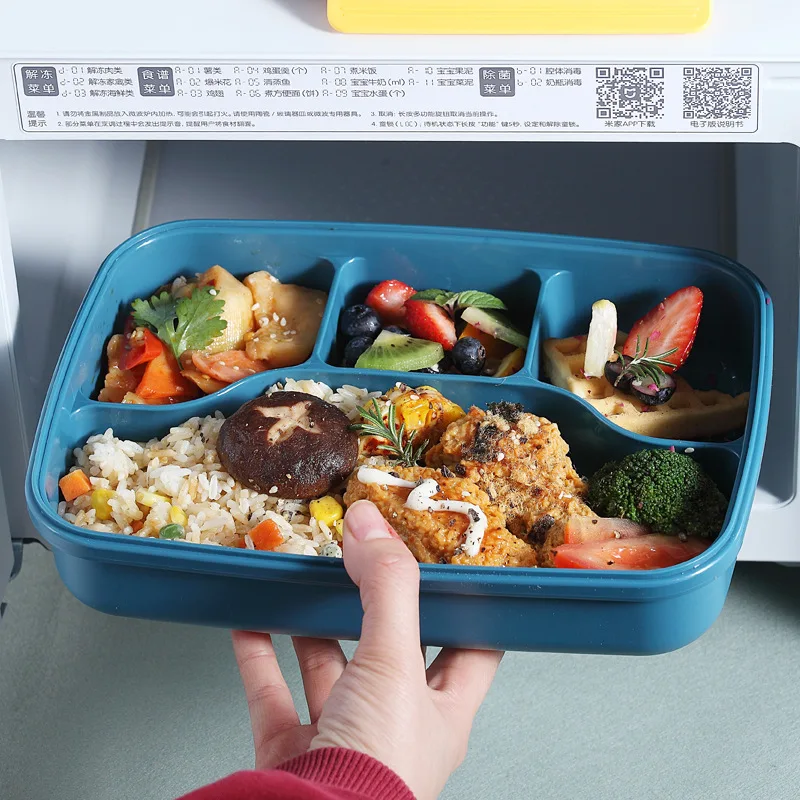 4 решетки Bento Box Office Переносной свежехранящий контейнер для еды японского детского питания с большой термоизоляционной емкостью хранения.