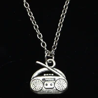 20pcs new fashion necklace 14x15mm radio retro boombox pendants short long women men colar gift jewelry choker