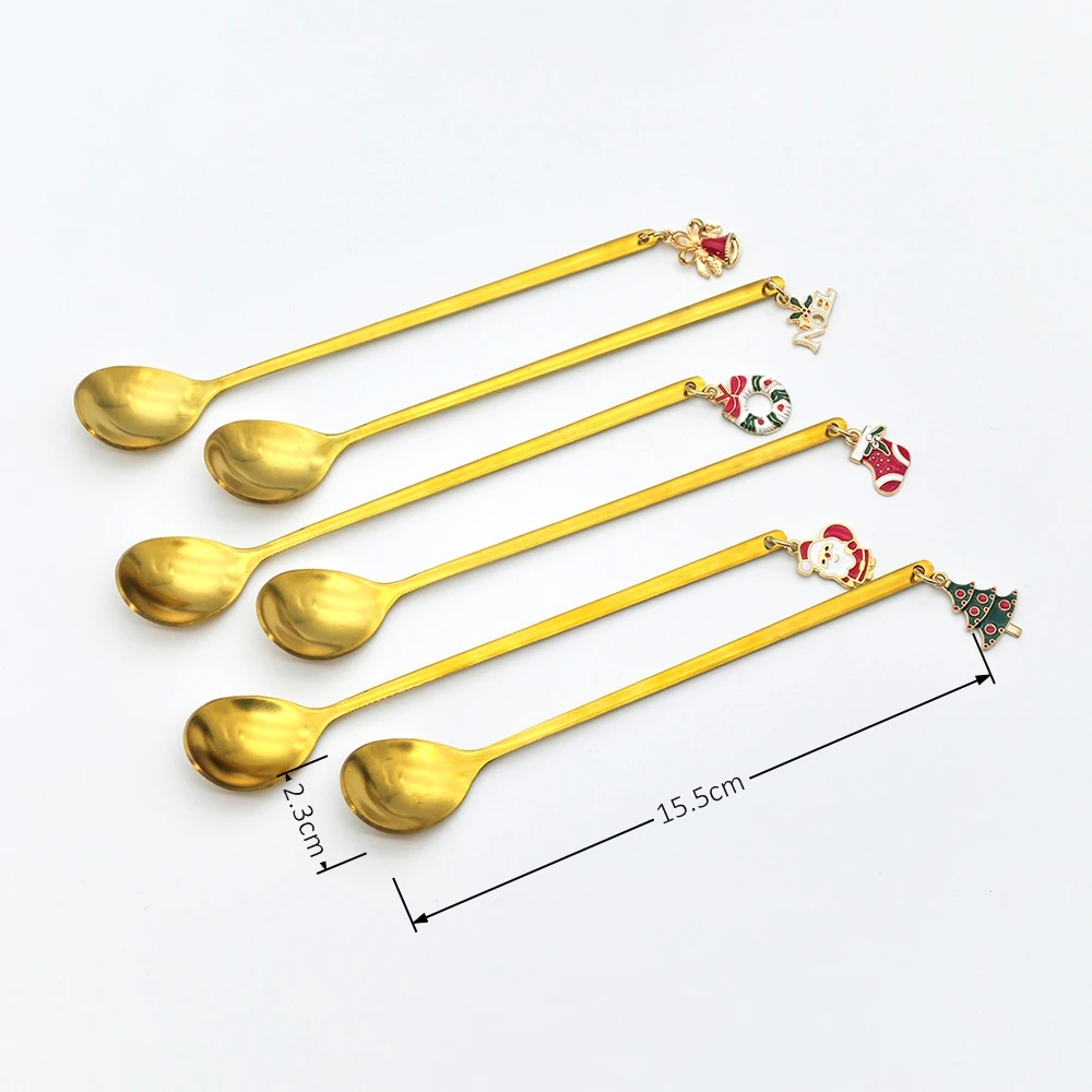 

Fashion Creative Metal Spoon Christmas Party Tableware Decorations Christmas Decorations Family Dining Table Coffee Spoons