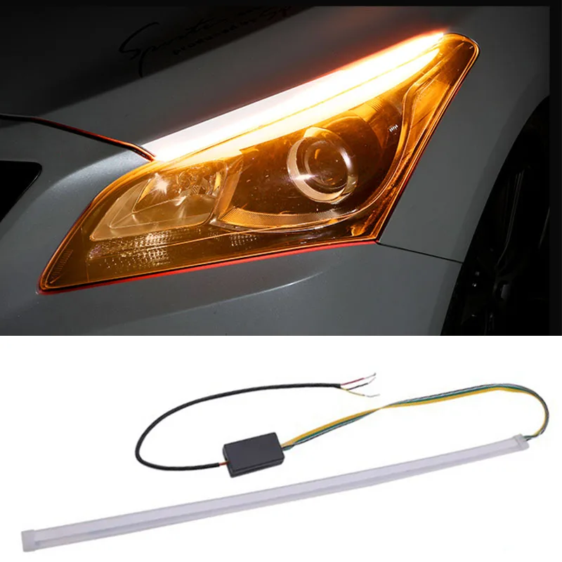 

2pcs Led DRL Daytime Running Lights Turn Signal DRL Led Strip Car Light Accessories Brake Side Lights Headlights Auto