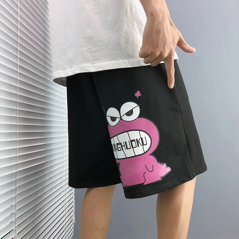 

Men's Casual large size Ice silk Shorts 2021 Fashion Printed Hip Hop Shorts Korean Streetwear Male Shorts jogging pants