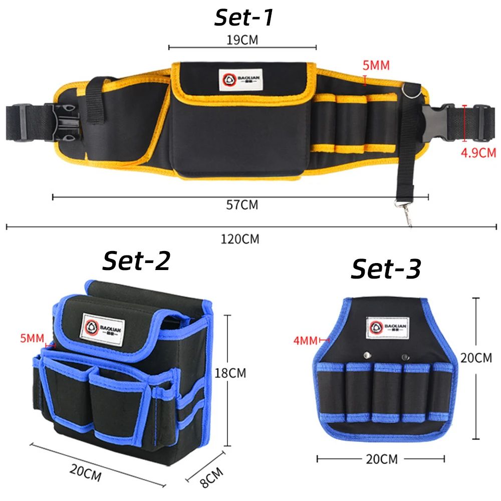 

Oxford Cloth Pouch Storage Belt Bag Waterproof Scratch Resistant Tool bag for Electrician Maintenance Convenience to Work