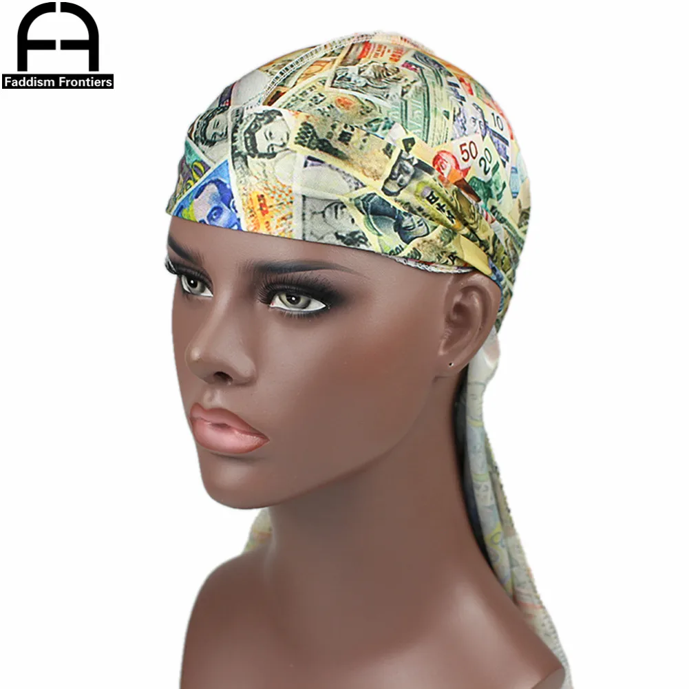 Фото Шелковые мужские банданы Durag на заказ, тюрбан, головной убор, волнистая шапка, длинный хвост, шелковые сурочки №3