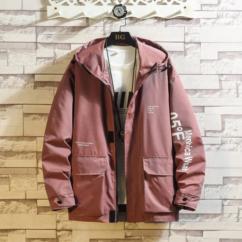 

Men Harajuku Jackets Coats 2021 Korean Style Streetwear Reflective Vintage Windbreaker Hooded Bomber Jackets Men Dropshipping