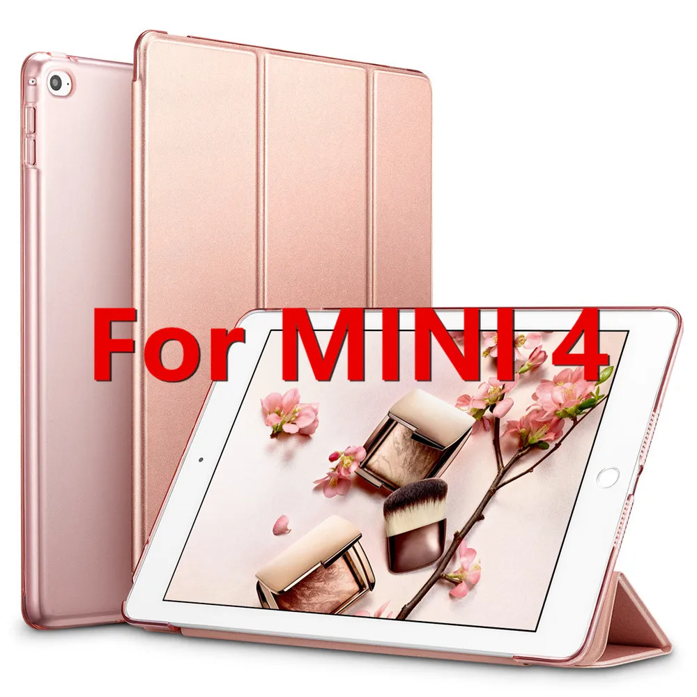 Rose Gold for Mini 4 ESR из искусственной кожи чехол для iPad Mini 5 4 3 2 1 Фолио мягкая задняя трехслойная Подставка Авто спящий Пробуждение смарт-чехол для iPad Mini 5 - Цвет: Rose Gold for Mini 4