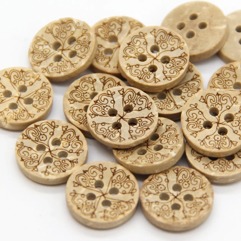 

Small Flower Carved Wooden Sewing Buttons Natural Eco-friendly For Scrapbooking Coat Garment Decorative Accessories Wholesale