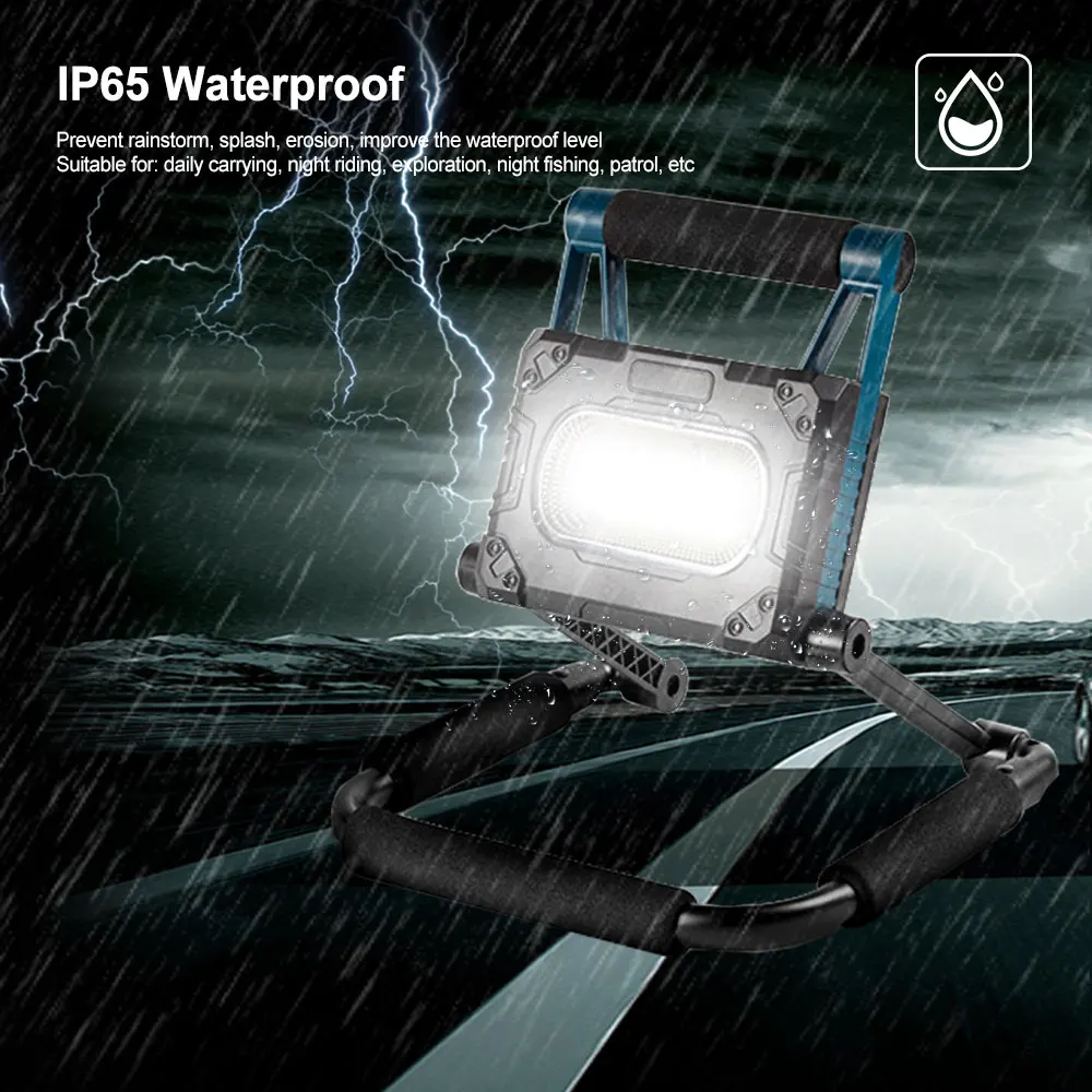 구매 30W LED 태양 작업 램프 휴대용 방수 스포트 라이트 야외 접이식 서치 USB 충전식 손전등 캠핑 라이트