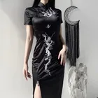 Винтажное Кружевное платье-Ципао, элегантное женское платье-Ципао с воротником-стойкой, пикантное китайское платье, платья, платье-Ципао