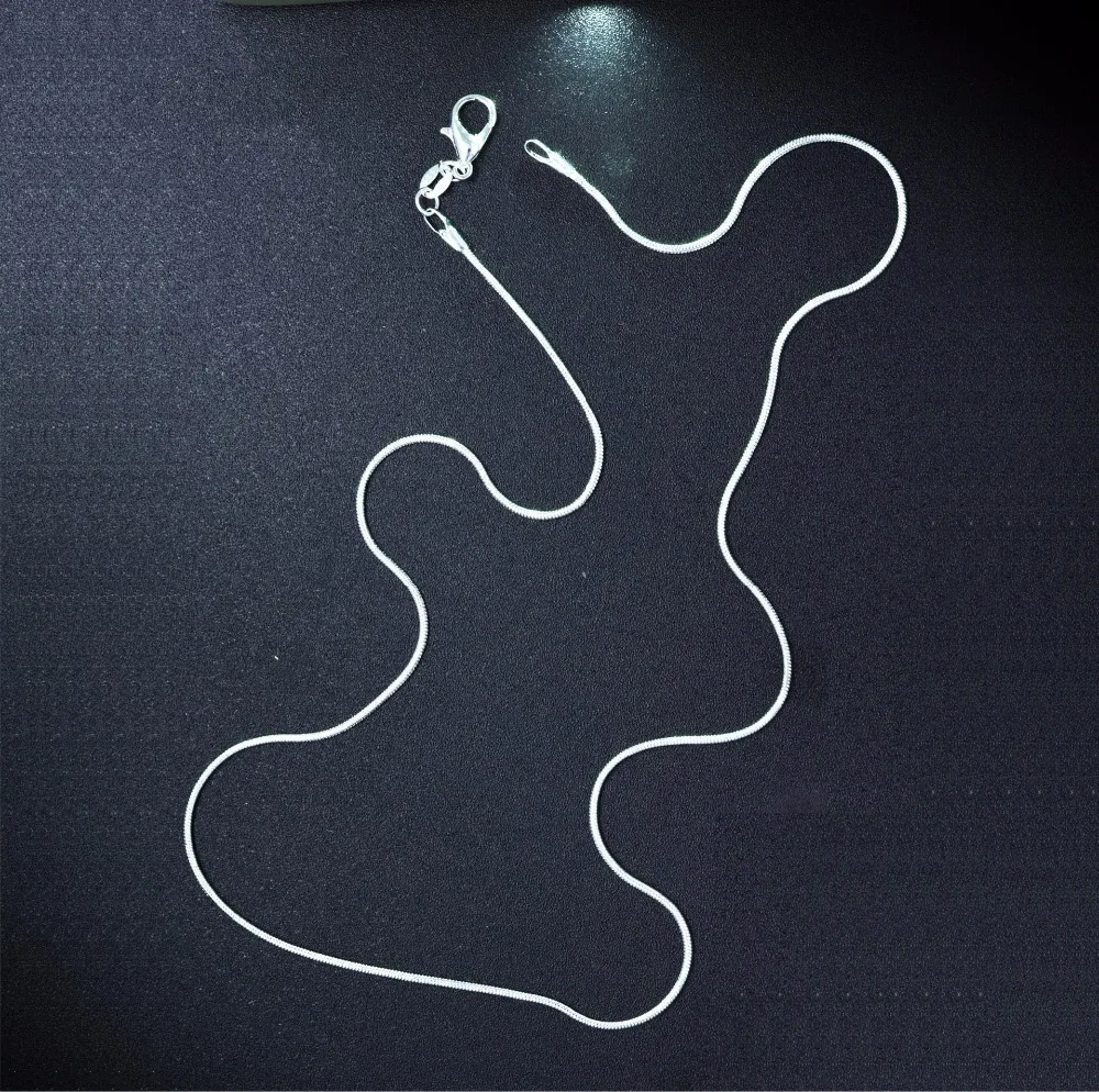 Цепочка Серебристая в виде змеи тонкое ожерелье 1 мм 16/18/20/22/24 дюйма со штампом|silver