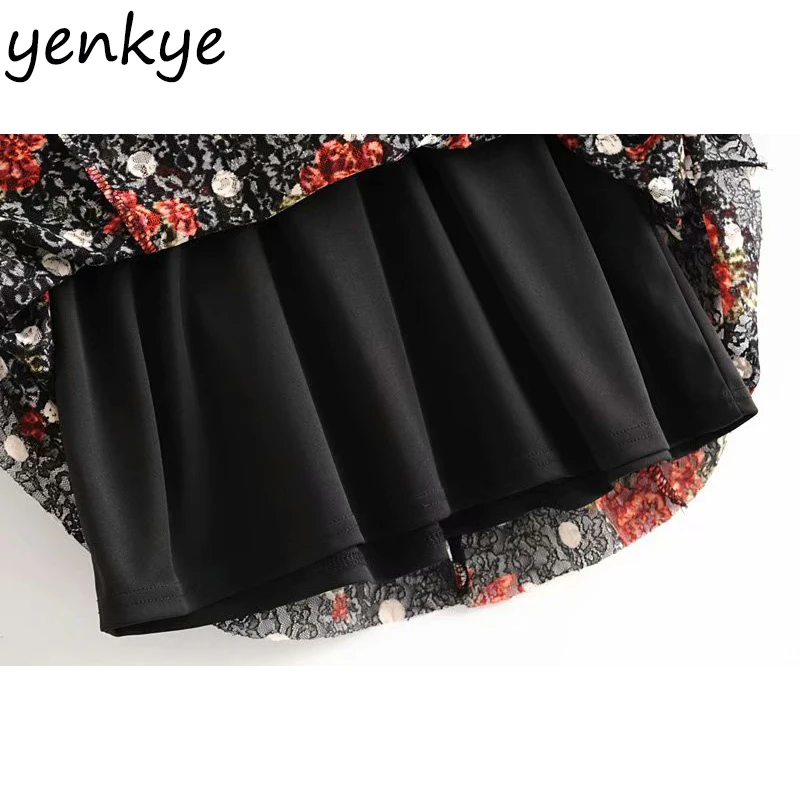 Женское винтажное мини платье с цветочным принтом элегантное v образным вырезом