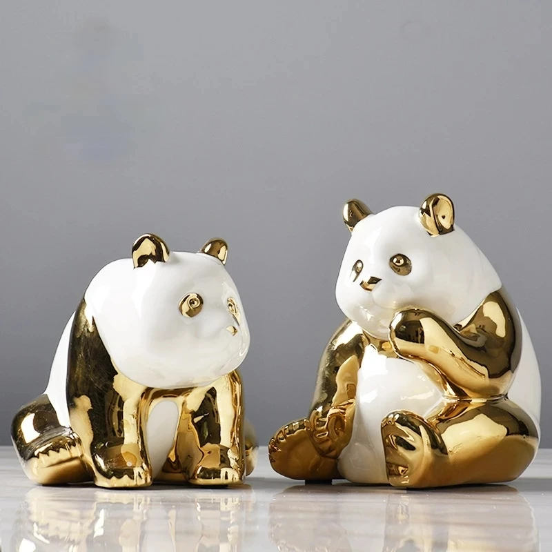 

Современное и простое керамическое украшение в виде Золотой панды, роскошное креативное украшение для гостиной, телевизора, кабинета, укра...