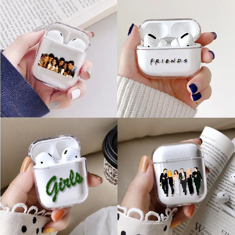 Чехол для наушников ТВ Друзья Apple iPhone зарядная коробка AirPods Pro жесткий прозрачный