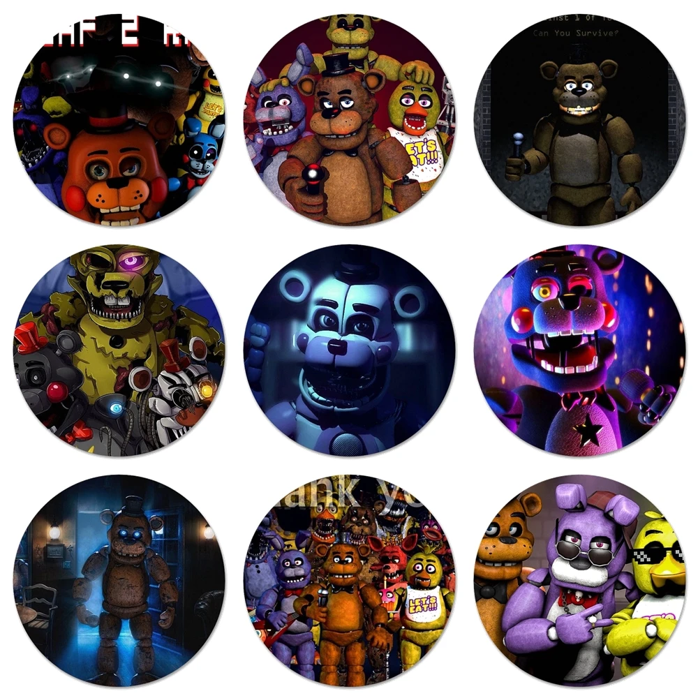 

58mm Funny Sfm Fnaf Animatronics Icons Pins Badge Decoration Brooches Metal Badges For Backpack Decoration