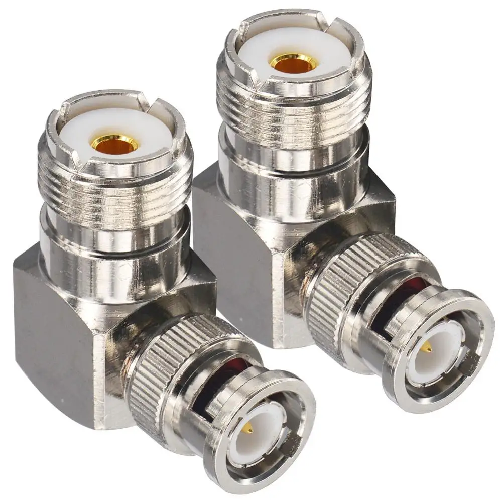 10 шт. адаптер с прямым углом BNC до SO-239 2-Pack RFAdpter UHF Female to Male коаксиальный