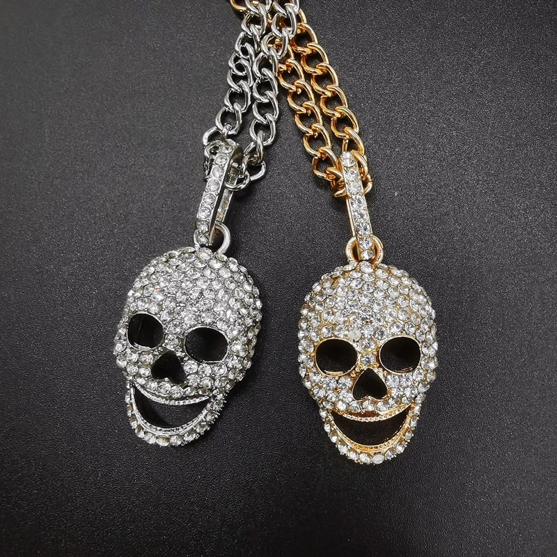 

Europe and America Diamond-encrusted Skull Men's Pendant Necklace Punk trendy male hip-hop new men's necklace Jewelry wholesale