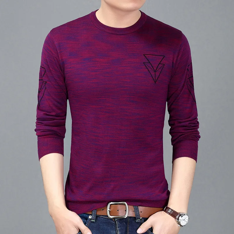 YUSHU мужской свитер Новое поступление Повседневный пуловер с круглым вырезом
