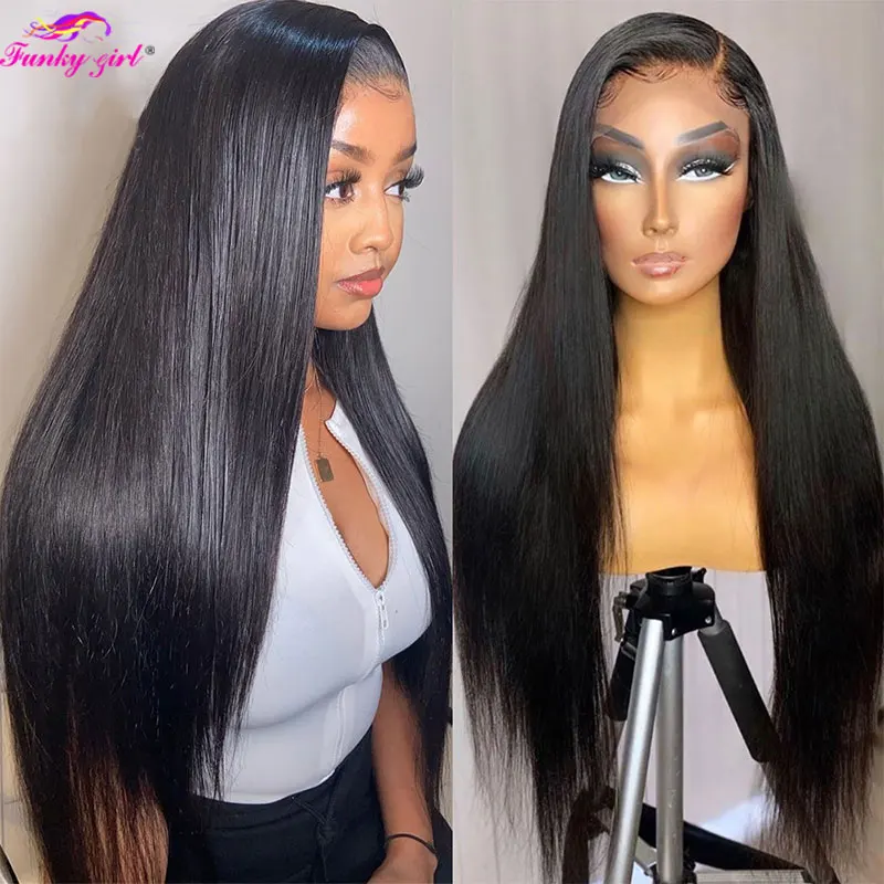 Peruvian Straight Lace Frontal Wig Transparent 13x4 Lace Front Human Hair Wigs For Women Lace Closure Wig Preplucked Hairline