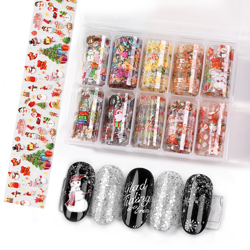 

Nail Star Transfer Paper Christmas Series Set Nail Sticker Magic Snowflake 10 Mixed Nail Stickers Nail Decals KK
