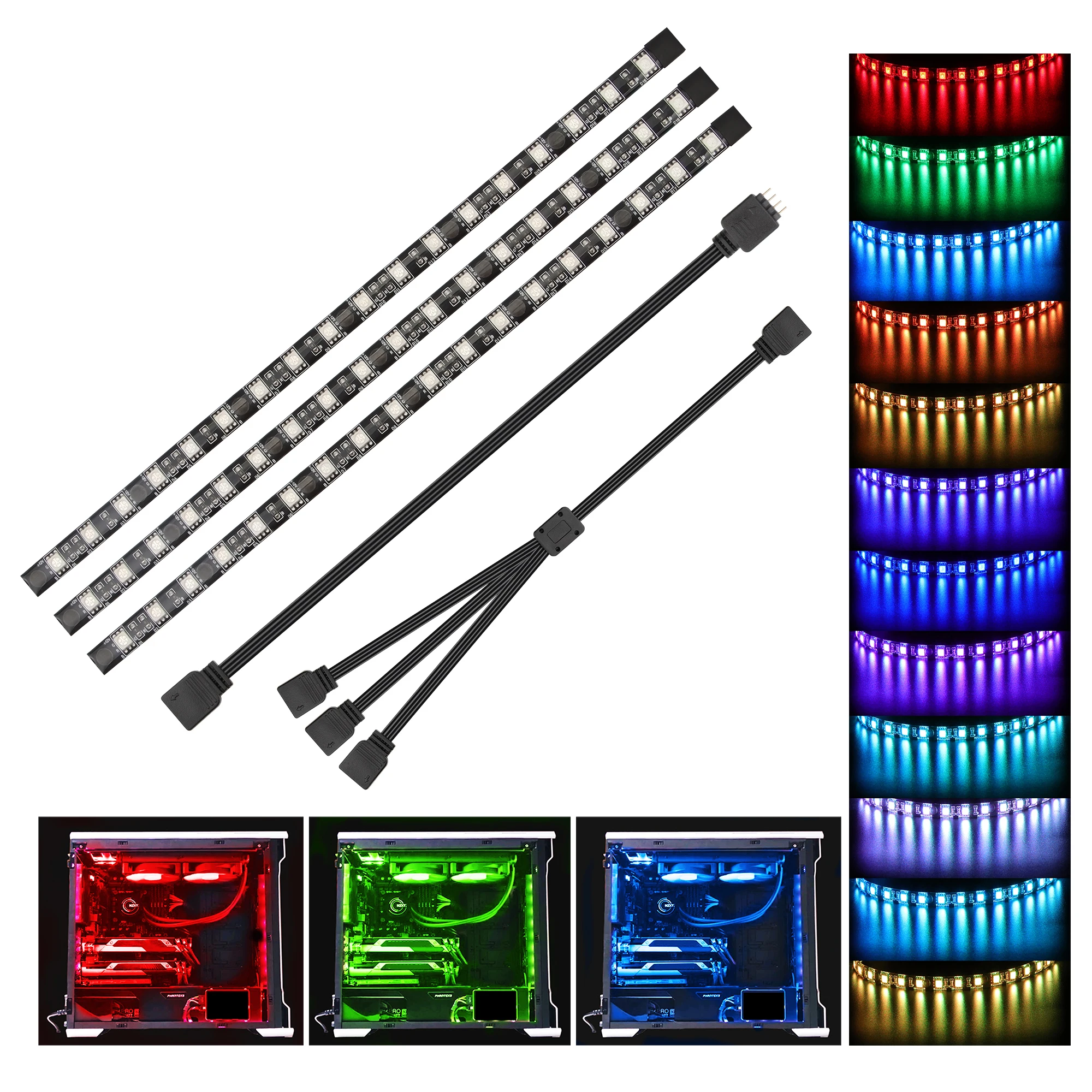 Светодиодная лента SMD5050 RGB 3 шт. чехол для моддинга ПК с 4 контактным экраном
