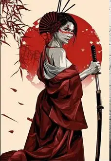 

Японский рубин гейши воин Искусство Шелковый плакат печать 24x36 дюймов