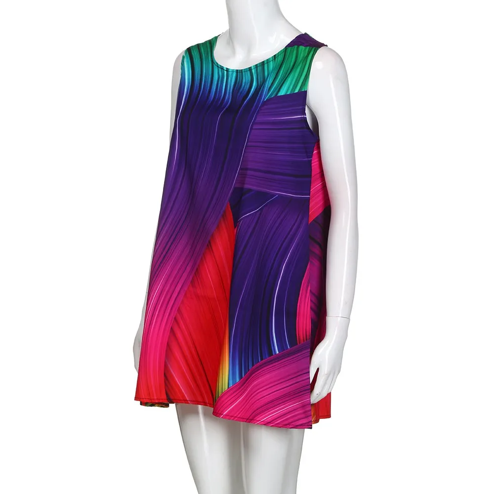 Радужное платье для женщин красочное Психоделическое в стиле бохо Корейском с