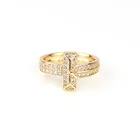 Толстое кольцо с крестом золотого и серебряного цвета, модные стереоскопические циркониевые кольца в форме венге для женщин