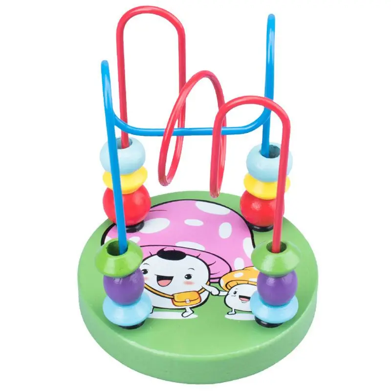 

Montessori Wooden Toys for Kid Wooden Circles Bead Wire Maze Roller Coaster