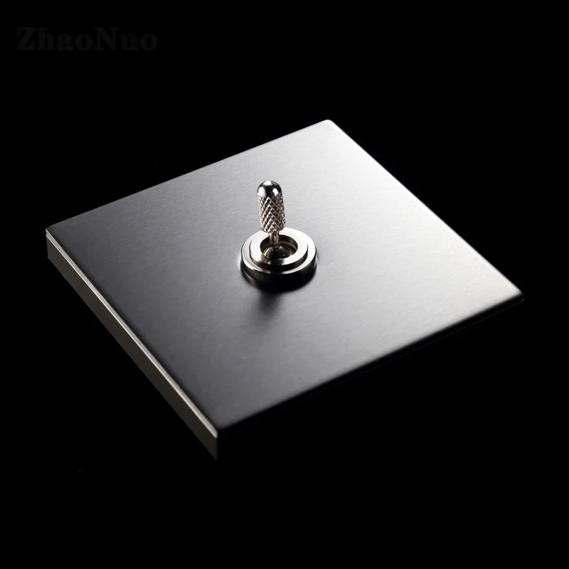 

Retro Toggle Switch 1-4 Gang 2 Way Brass Lever Silver Stainless Steel Panel 86 Type Wall Light Concealed Switch