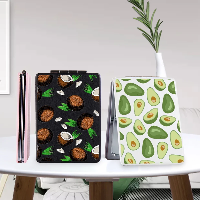 Зеркало для макияжа с авокадо двухстороннее складное увеличительное