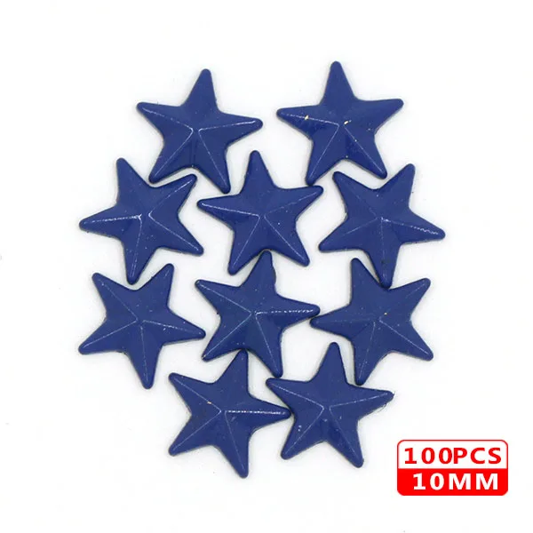 10MM Star Blue 100 шт Горячая фиксация шпильки медь звезда квадратный череп стразы железные заклепки для одежды металлические заклепки DIY панк аксессуары для одежды - Цвет: 10MM Star Blue