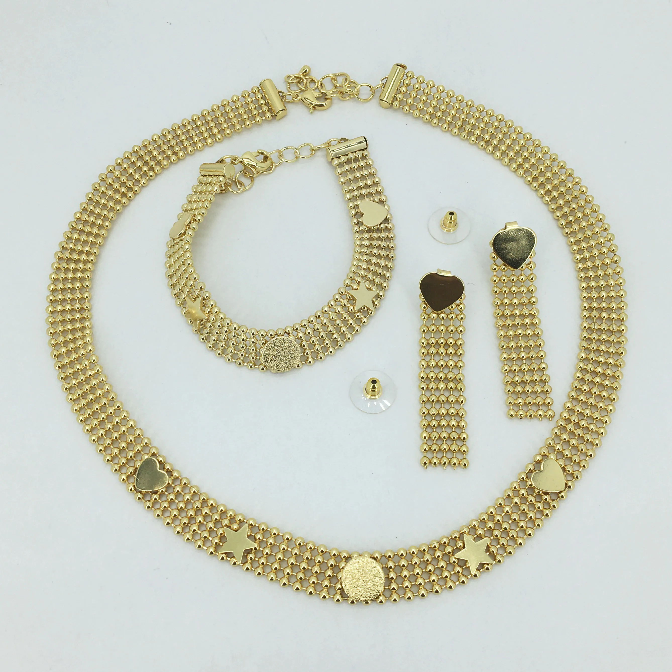 

Bridal Gift Nigerian Wedding African Beads Jewelry Set Brand Woman Fashion Dubai Gold Color Jewelry Set Wholesale Design
