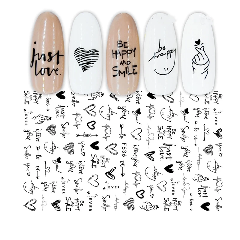 

Valentine's Day Flowers Rose Red Black Sliders Adhesive Decoration Nail Art Stickers Russian Design 3D Adhesive Slider Decals